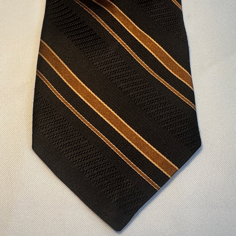 Robert Talbott Black and Gold Striped Silk Tie - Picture 2 of 7